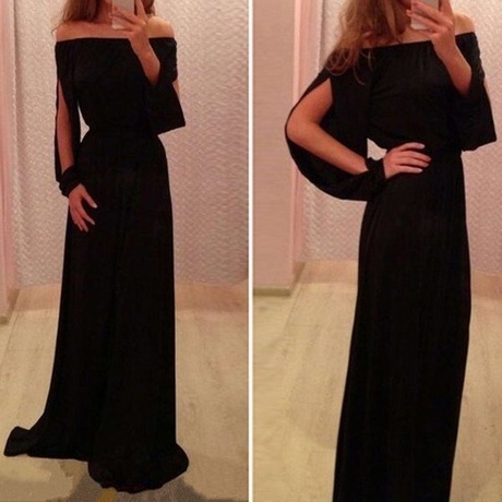 long-black-plain-dress-90 Long black plain dress