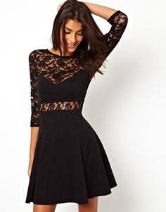 short-black-dress-with-lace-sleeves-28_5 Short black dress with lace sleeves