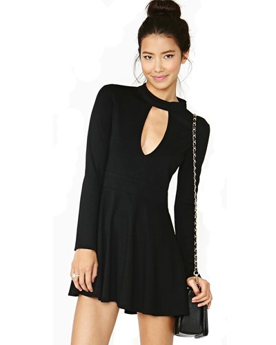 long-sleeve-black-skater-dress-53_14 Long sleeve black skater dress