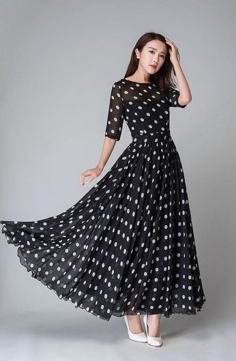 Black and white polka dot maxi dress