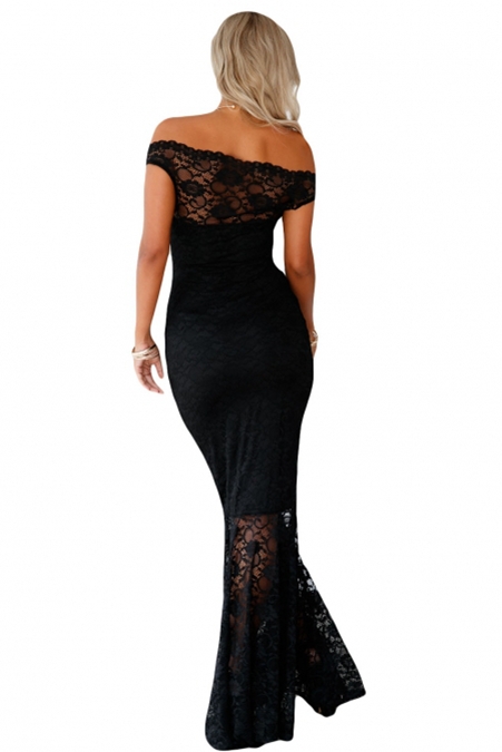 Black fishtail maxi dress
