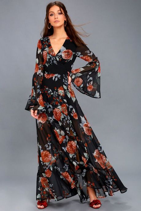 Black floral maxi dress - Natalie