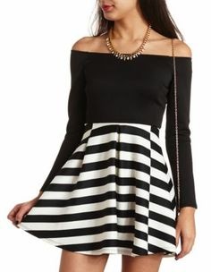 black-and-white-striped-skater-dress-51_9 Black and white striped skater dress