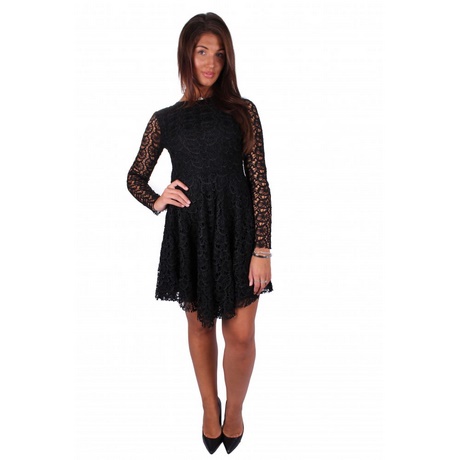 black-skater-dress-with-lace-sleeves-90_13 Black skater dress with lace sleeves