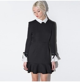 black-skater-dress-with-white-collar-44_10 Black skater dress with white collar