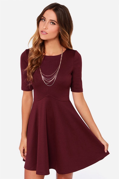 long-sleeve-burgundy-skater-dress-58_3 Long sleeve burgundy skater dress