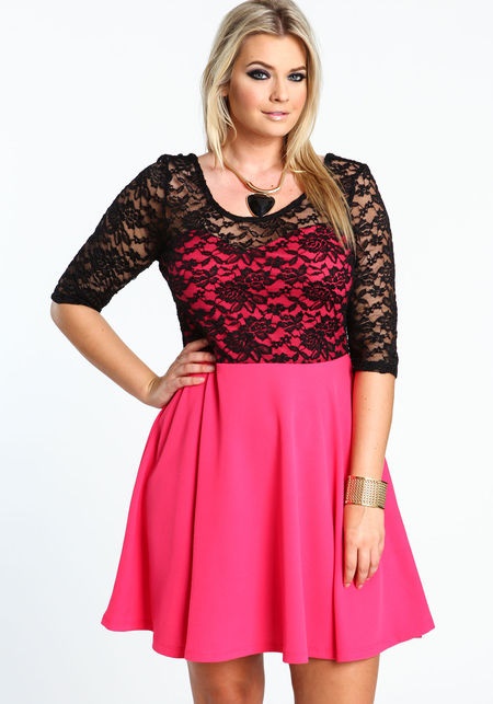 red-lace-skater-dress-3-4-sleeve-44_3 Red lace skater dress 3 4 sleeve
