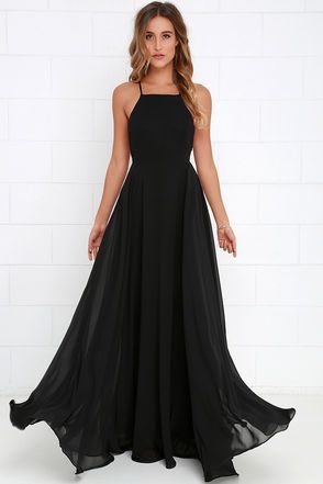 Simple long black dress - Natalie