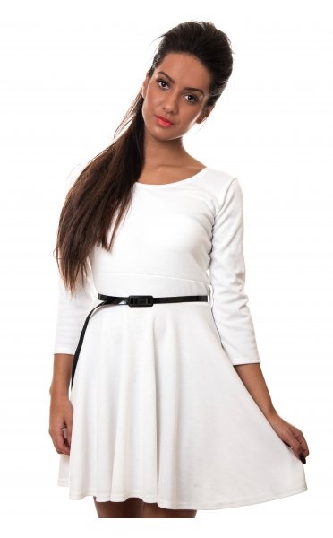 white-skater-dress-with-sleeves-15_14 White skater dress with sleeves