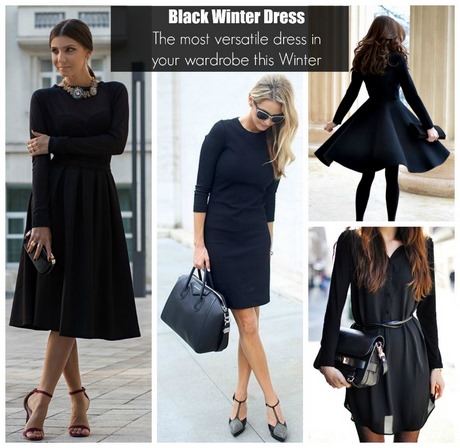 Long black winter dress - Natalie