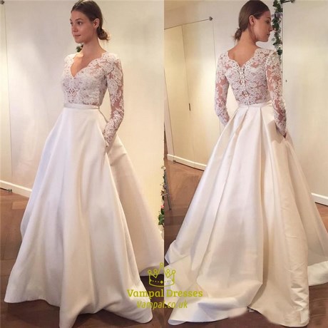 long-sleeve-lace-top-wedding-dress-60j Long sleeve lace top wedding dress
