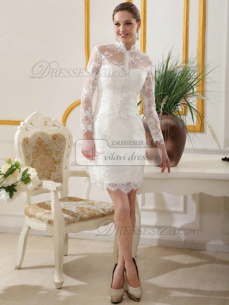short-lace-wedding-dress-with-long-sleeves-18_5 Short lace wedding dress with long sleeves