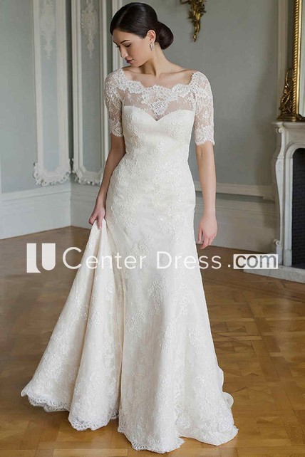 short-lace-wedding-dress-with-sleeves-16_6 Short lace wedding dress with sleeves