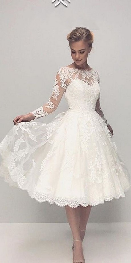 short-wedding-dress-with-lace-sleeves-46_8 Short wedding dress with lace sleeves