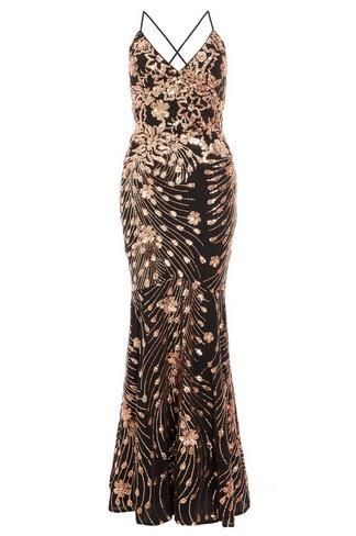 black-and-rose-gold-sequin-embellished-fishtail-maxi-dress-01_11 Black and rose gold sequin embellished fishtail maxi dress