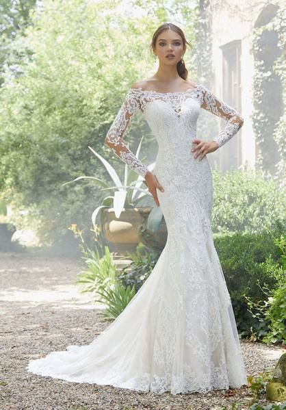 long-sleeve-fit-and-flare-wedding-dress-11 Long sleeve fit and flare wedding dress
