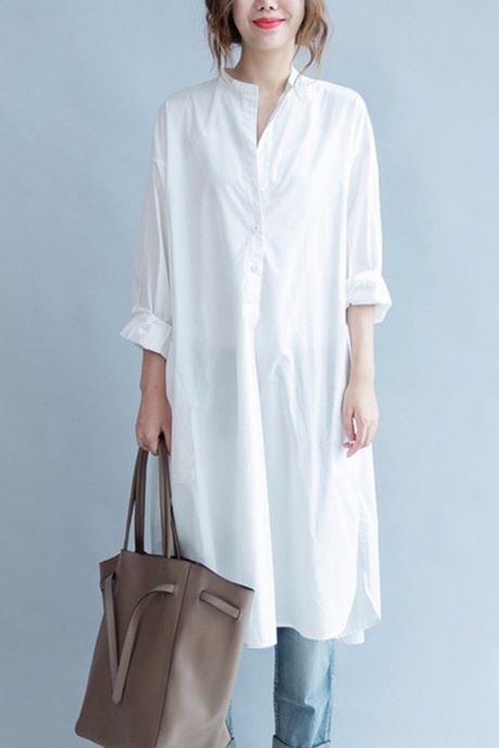 long-white-cotton-dress-with-sleeves-89_4 Long white cotton dress with sleeves