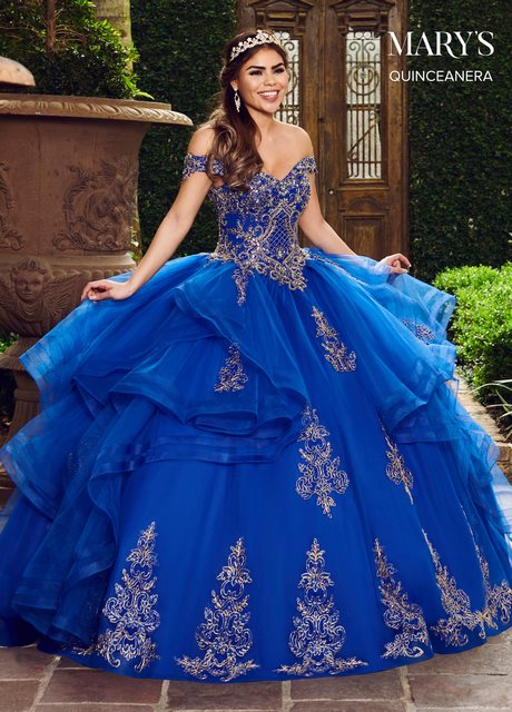 Royal blue and gold quinceanera dress - Natalie