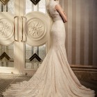 Champagne lace wedding dress