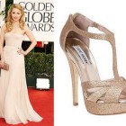 Gold glitter heels
