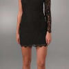 One shoulder black lace dress