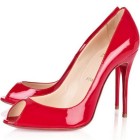 Red peep toe high heels