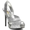 Silver high heel shoes