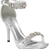 Silver rhinestone heels