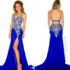 Royal blue and gold prom dress