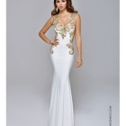 White and gold dress prom