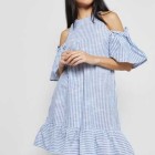 Blue and white casual dress