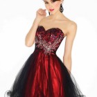 Red and black short prom dresses