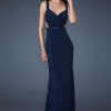 Navy blue fitted prom dress