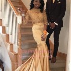 Champagne gold prom dress