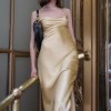 Gold satin maxi dress