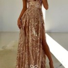 Gold sparkly prom dress
