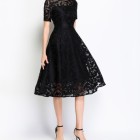 Black lace fit and flare dress
