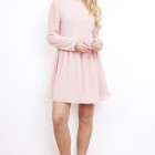 Pink long sleeve skater dress
