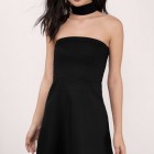 Strapless black skater dress