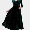 Dark green velvet maxi dress