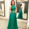 Green two piece prom dress
