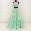 Mint green two piece prom dress