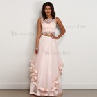 Two piece pink prom dress