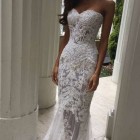 Fitted white lace wedding dress