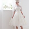 Lace short wedding dress with sleeves