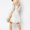 Short long sleeve lace wedding dress