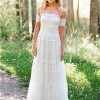 Simple short lace wedding dress