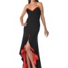 Red and black evening gowns