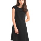 Black fit and flare dress with sleeves