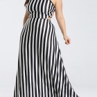 Plus size black and white striped dress